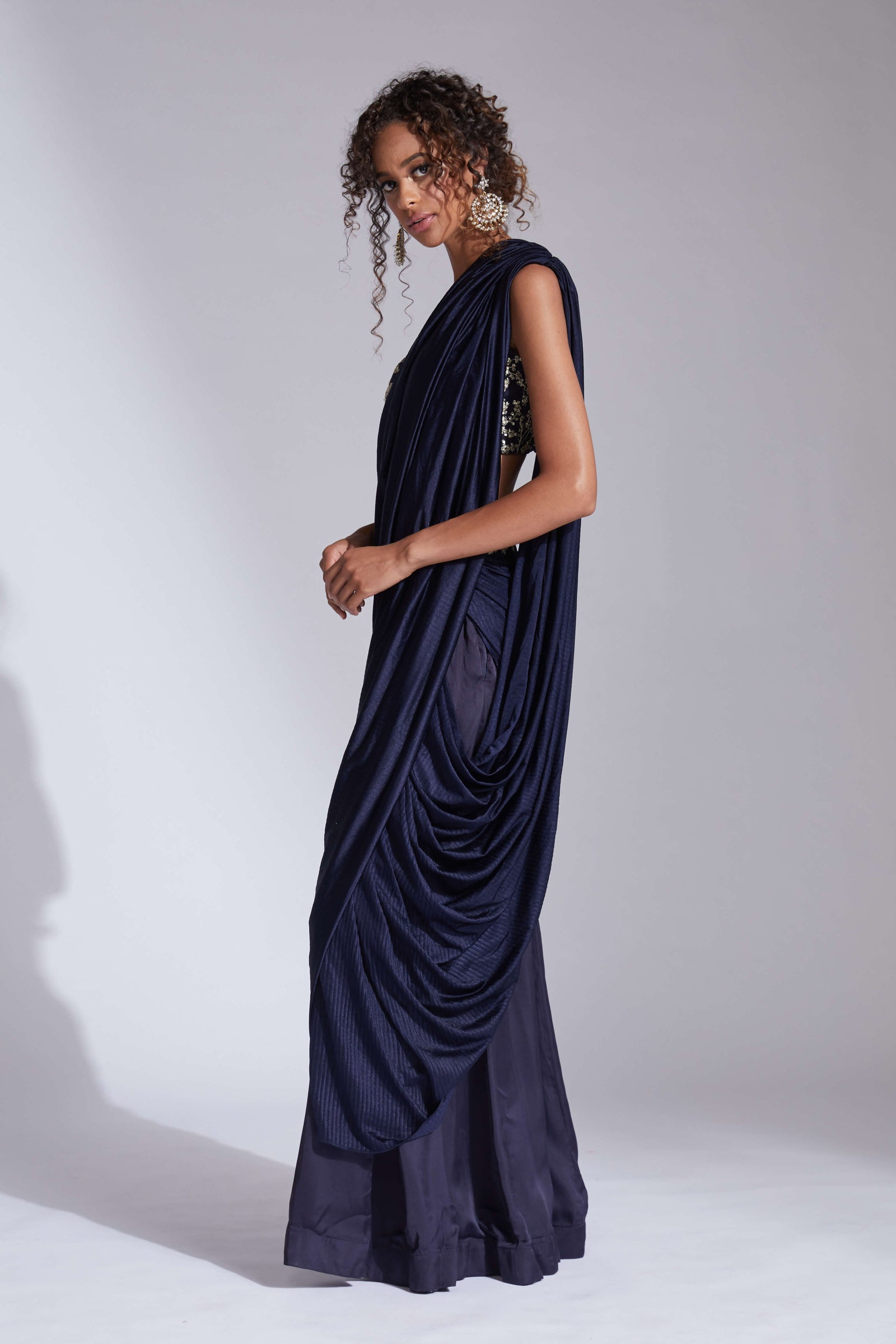 Drape palazzo outfit with saree/sari style